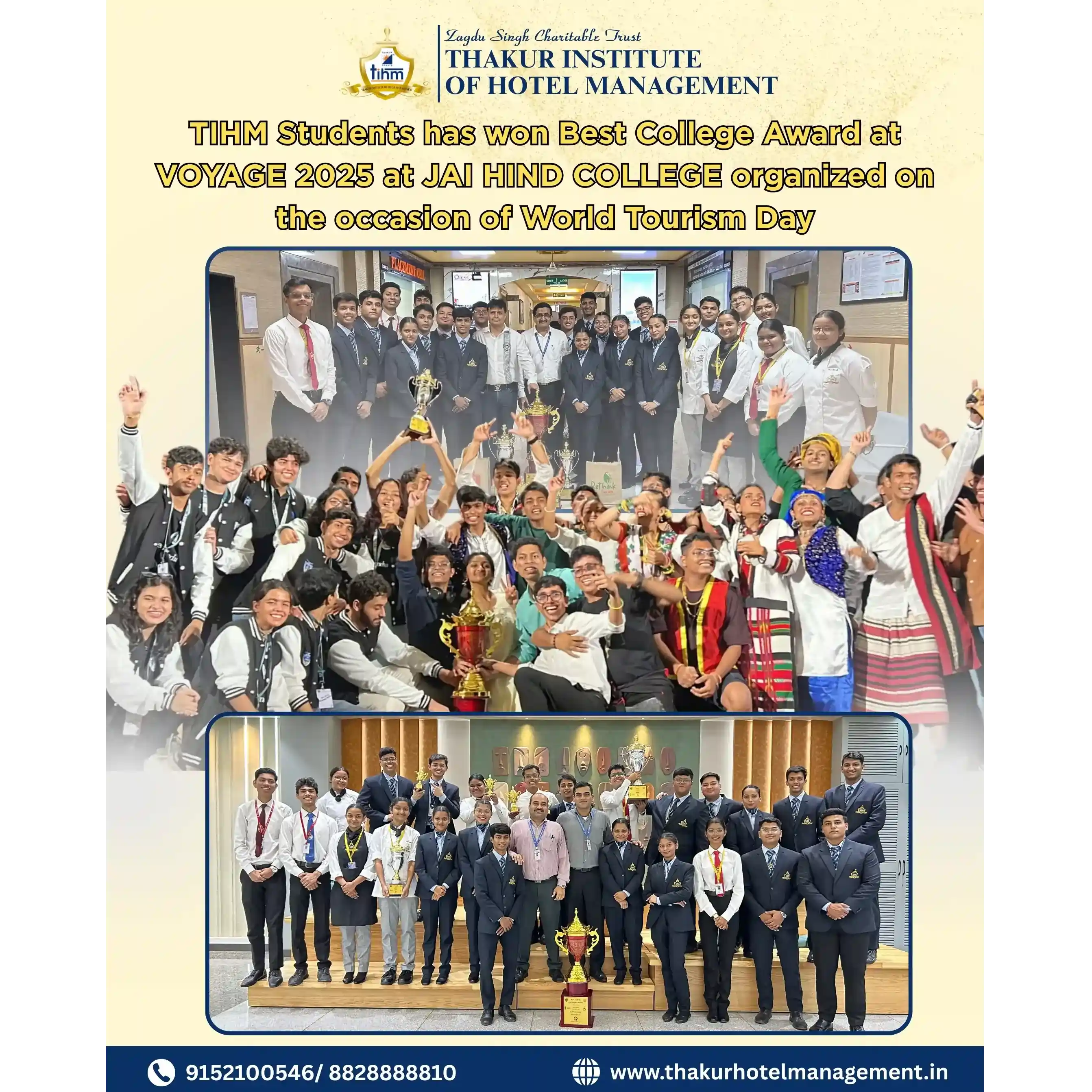 TIHM students winner at jai hind college
